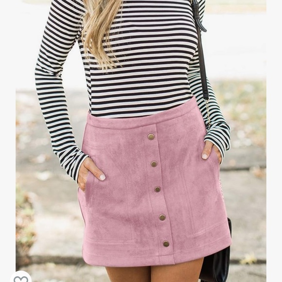 Pink High Waisted Faux Suede Mini Skirt - Picture 2 of 8
